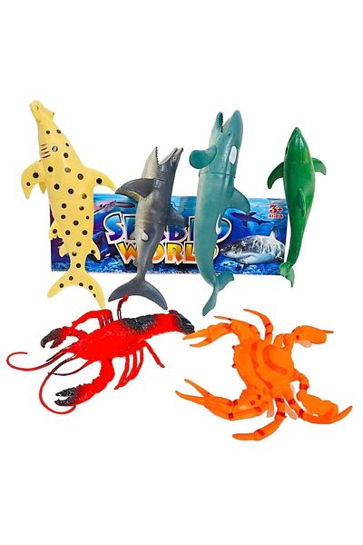 tmtoysandmore Sea Creatures Lobster Dolphin Shark Crab Set of 6