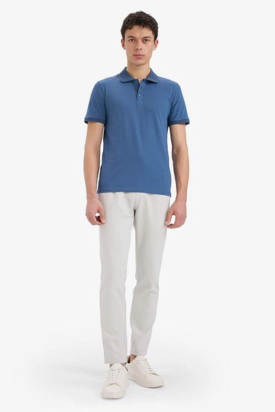 DeFacto Slim Fit Dar Kesim Polokragen Kurzarm Strukturiertes Basic Dines T-Shirt T5259az25sm
