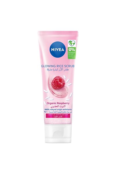 NIVEA Glowing Face Rice Scrub Organic Raspberry 75 ml