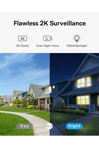 Baseus B1 Security Outdoor Camera 2K Clarity, 145 Wide-Angle FOV, 210-Day Battery, Built-in 8GB
