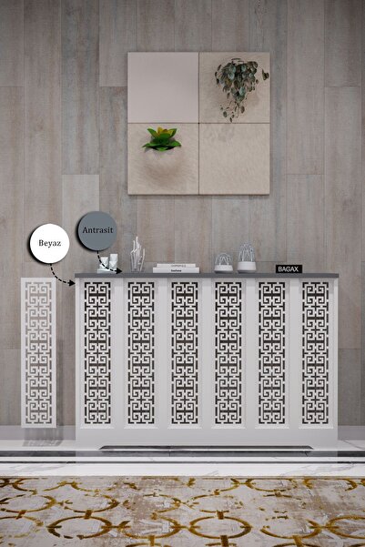 BAGAX Karatay Model, Beyaz Üstü Antrasit Renk,iç Ölçü 116 Cm Dış Ölçü 120 Cm ...