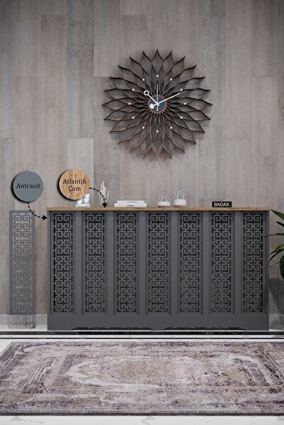 BAGAX Karatay Model, Antrasit Üstü Çam Renk,iç Ölçü 136 Cm Dış Ölçü 140 Cm Pe...