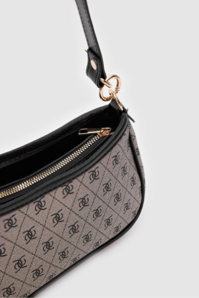 Shule Bags Farme Monogram Bageta a Crossbody kabelka šedá