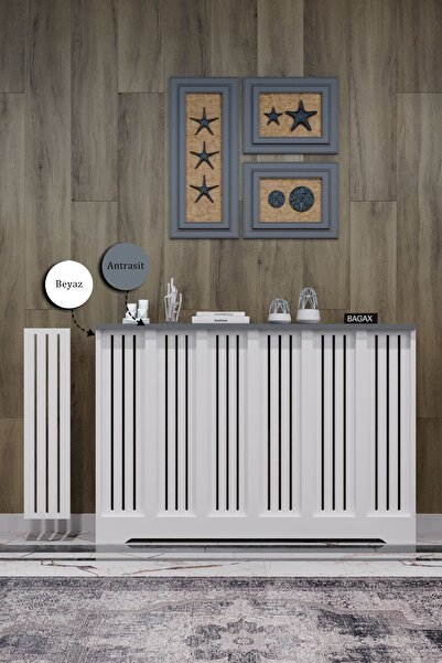 BAGAX Efes Model, Beyaz Üstü Antrasit Renk,iç Ölçü 116 Cm Dış Ölçü 120 Cm Pet...