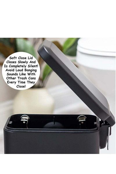 COOYA 9l Rubbish Bin, With Non-slip Liner and Lid, 37x22.5x14cm, For Bathroom, Toilet, Kitchen or Bedroom