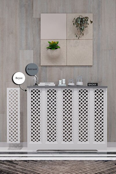 BAGAX Perge Model, Beyaz Üstü Antrasit Renk,iç Ölçü 96 Cm Dış Ölçü 100 Cm Pet...