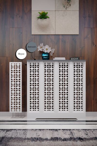 BAGAX Truva Model, Beyaz Üstü Antrasit Renk,iç Ölçü 76 Cm Dış Ölçü 80 Cm Pete...