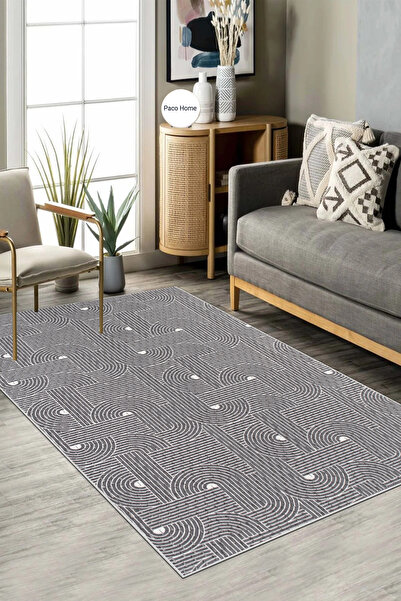 Paco Home Mozaik Bukleli Yumuşak Peluş Post Shaggy Gri Çocuk Odası Oturma Oda...