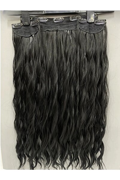 AKOLİFE Set de păr negru ondulat intens + 2 postițe laterale