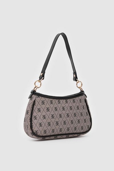 Shule Bags Baguette Farme gri și geantă crossbody cu model monogramă