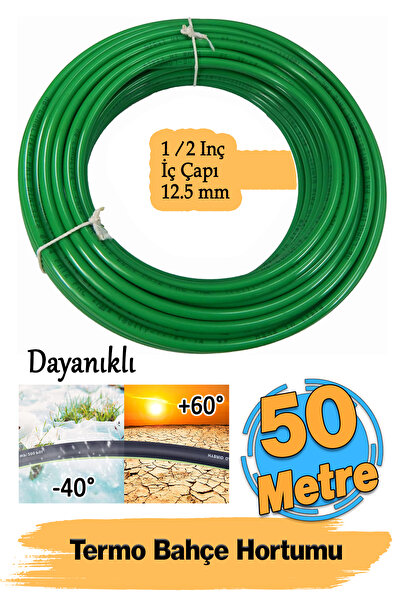 Badem10 Termo Bahçe Hortumu 50 Metre Dayanıklı 3 Katlı Sağlam Çeşme Su Sulama...