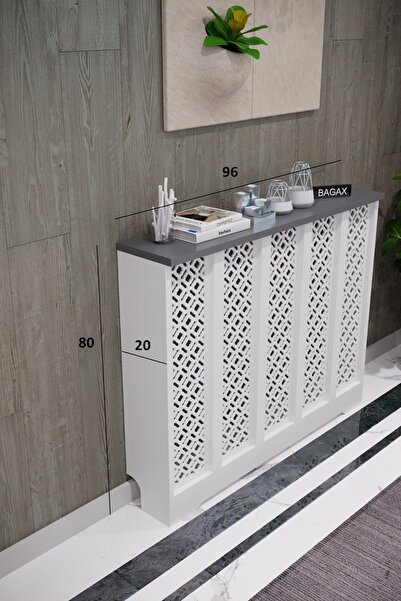 BAGAX Pera Model, Beyaz Üstü Antrasit Renk,iç Ölçü 96 Cm Dış Ölçü 100 Cm Petek Kaplama, Dresuar