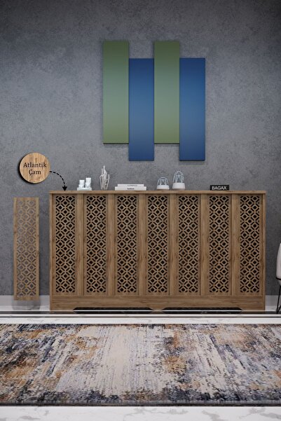 BAGAX Pera Model, Çam Renk,iç Ölçü 136 Cm Dış Ölçü 140 Cm Petek Kaplama, Dresuar