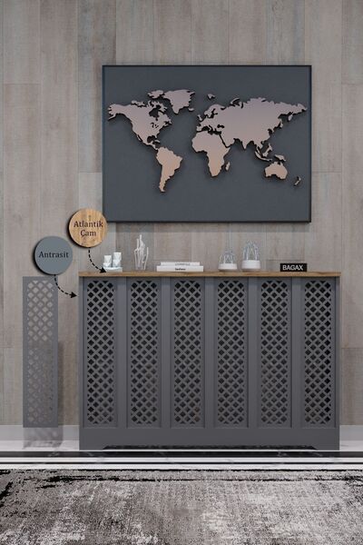 BAGAX Perge Model, Antrasit Üstü Atlantik Çam Renk,iç Ölçü 116 Cm Dış Ölçü 12...