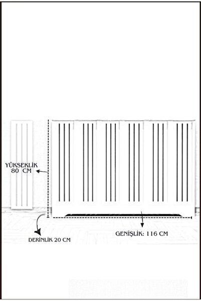 BAGAX Truva Model, Beyaz Üstü Çam Renk,iç Ölçü 116 Cm Dış Ölçü 120 Cm Petek Kaplama, Dresuar