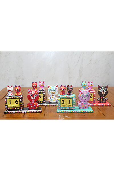 Topdan Ahşap Kedili Takvim Orta Boy