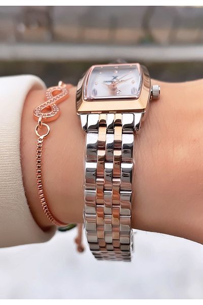 Daniel Klein Brand Rose Silver Color Women's Wristwatch - Bracelet