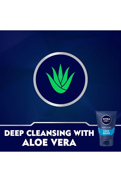 NIVEA Men Face Wash Protect & Care Aloe Vera 100ml Hydrating & Gentle Cleanser for Men