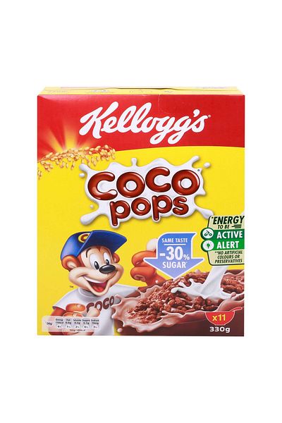 Kellogg's Coco Pops with 30% Less Sugar 330g - Delicious Chocolate Cereal, Healthier Choice