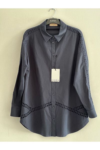 Kayra Poplin Tunic with Lace Stripe