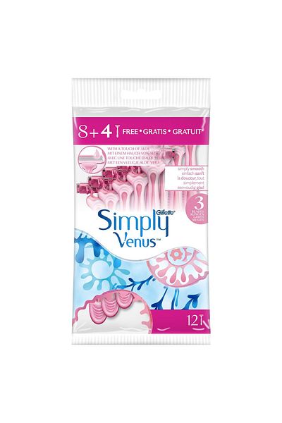 Gillette Gillette Simple VenUS Shaver 3 Pink Bag 8 + 4 Bead