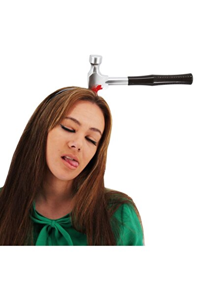 BulutRetail Kafaya Saplanmış Kahverengi Saplı Çekiç Şaka Tacı