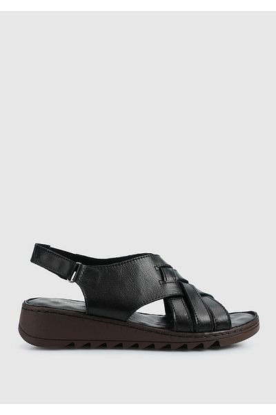 Eclipse Black Leather Women's Comfort Sandals