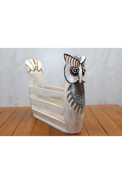 MEKs حامل صحف على شكل بومة خشبية