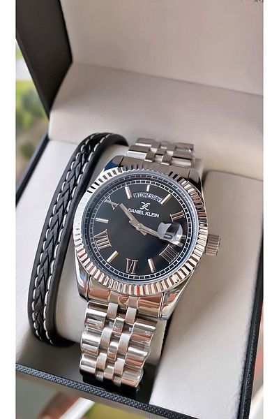 Daniel Klein Brand Silver Color Men's Wristwatch - Bracelet Gift