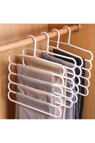 Home (قطعة واحدة) علاقة بنطلون من 5 طبقات | علاقة تنظيم خزانة ملابس موفرة للم...