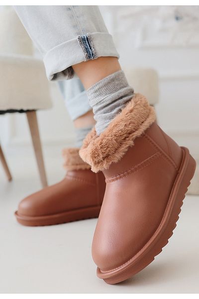 doremodam Mordi Tan Oval Toe Waterproof Fur Lined Boots - Lisinya
