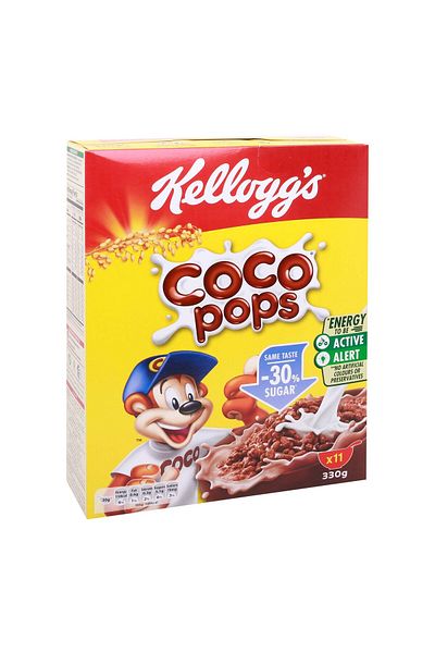 Kellogg's Coco Pops with 30% Less Sugar 330g - Delicious Chocolate Cereal, Healthier Choice
