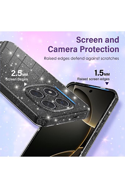 m.tk moveteck Xiaomi Redmi Note 14 Pro 5G Kılıf Simli Yaldızlı Darbeye Dayanıklı Kamera Korumalı Parlak Silikon