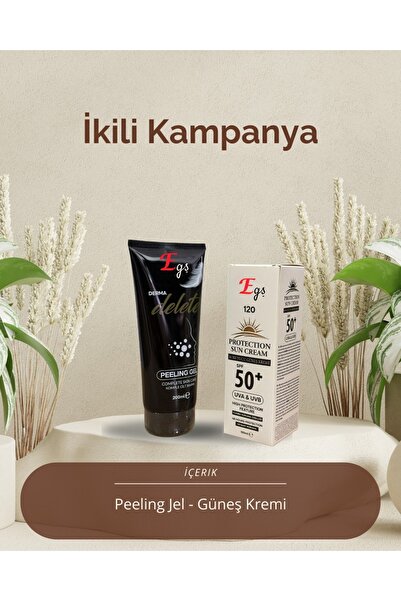 Egş DERMA delete DERMADELETE PEELİNG JEL(SOYUCU KREM) + Egş f120 GÜNEŞ KREMİ