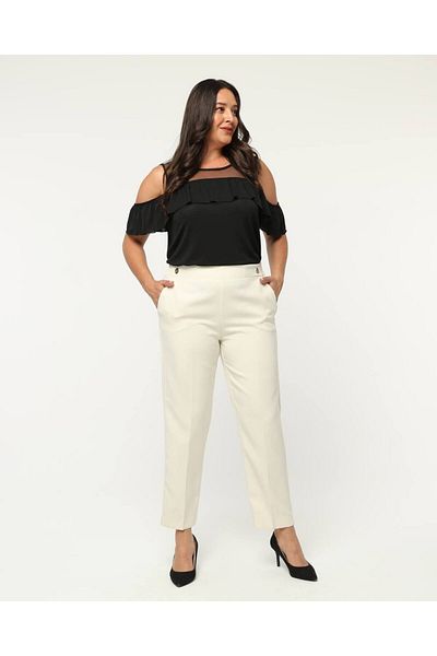 JANSO GROUP - Women's Plus Size Brown Color Cloth Pants