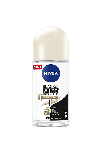 NIVEA مزيل عرق رول أون للأسود والأبيض حريري ناعم 50 مل
