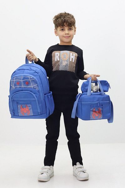 Probag Set de 3 genți de școală pentru băieți cu tematică Spiderman Rucsac Spider Cutie de prânz Suport stilou