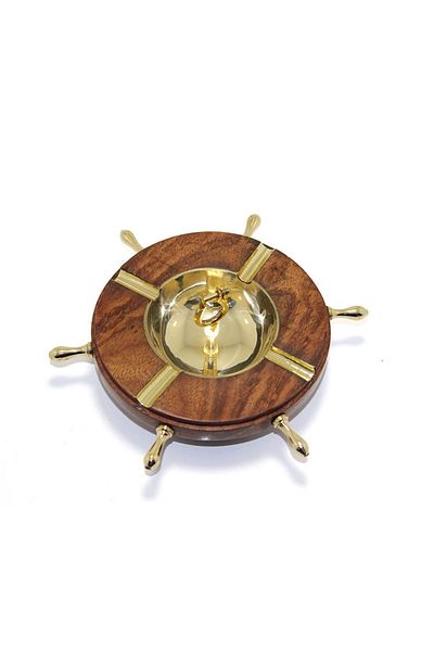 Store Wooden Sides and Brass Embroidered Ashtray