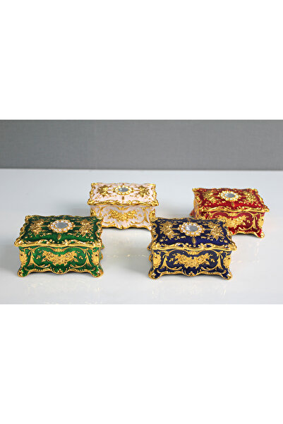 İN3DEX Decorative Box with Crystal Stones 9X6.5 cm for Storage