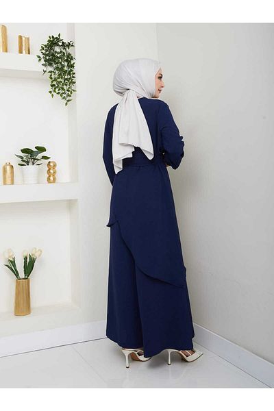 butik hira Asymmetrical Hijab Loose Wide Leg Ayrobin Suit