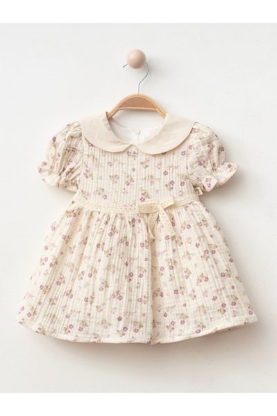 Lumia Baby Floral Baby Girl Dress with Collar Detail