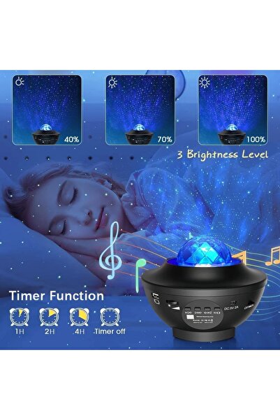 Store Galaxy Cover Multifonksiyon Projektör Gece Lambası Yıldız Projektörü Ço...