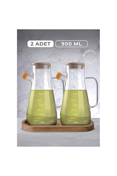 COLLECTİON 2 وعاء زيت زجاجي مع حامل 900 مل زجاجة زيت سيبي مانع للانسكاب وعاء ...