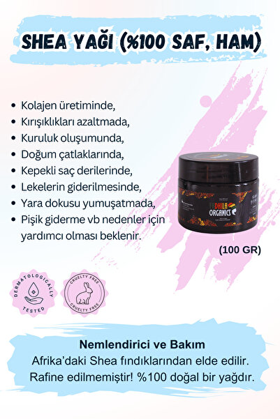 FADHILA ORGANICS 100ml Shea Butter (karite Yağı) %100 Saf Ve Doğal