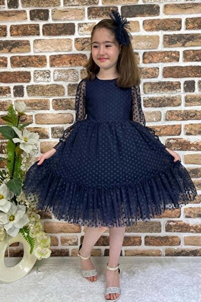 s.t. sebat tekstil Rochie pentru fete Kt-kt din dantela SB306 ALBASTRU ÎNCHIS