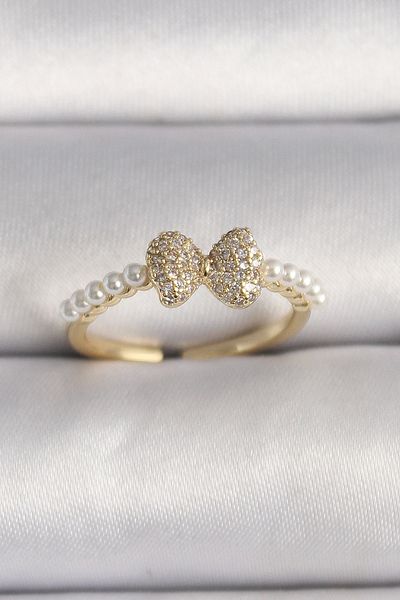 STOREMAX Zircon Stone Brass Foot Combo Golden Color Bow Detail Tj-Byk3525