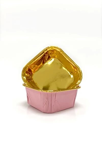 Genel Markalar Muffin Kek Kapsülü Kare Pembe - Altın 25li