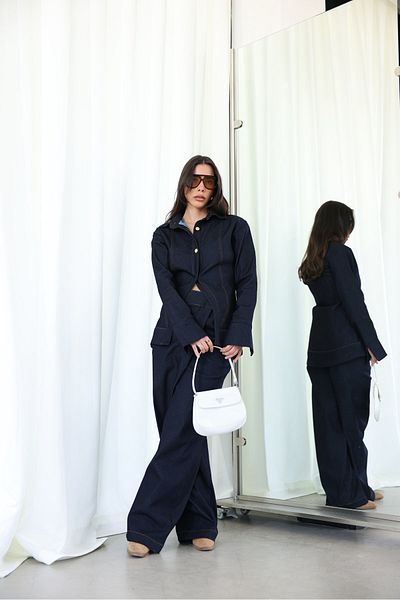 Özge Özgenç Padded Denim Jacket Trousers Set