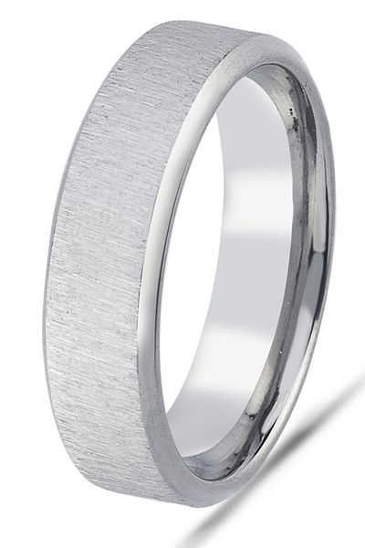 Takı Dükkanı 6mm Angular Brushed Matte Plain Women Men Steel Wedding Band Ring Cl47