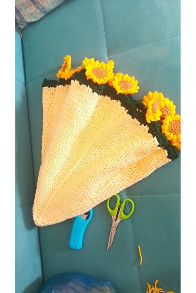 Shelora Home بطانية منسوجة يدوياً بتفاصيل زهرة الشمس مقاس 100 سم